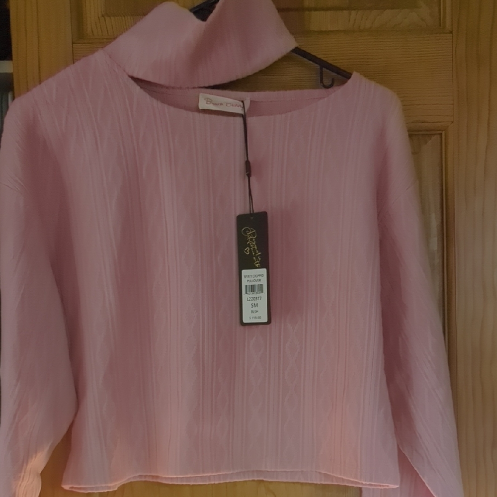 Beach Bunny Blush Pink Textured Cropped Sweater
